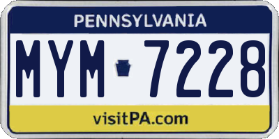 PA license plate MYM7228