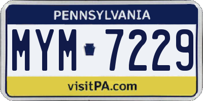 PA license plate MYM7229