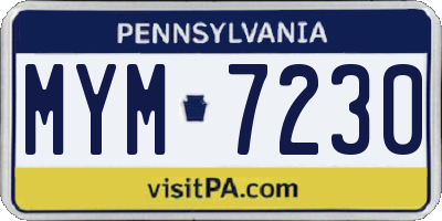 PA license plate MYM7230