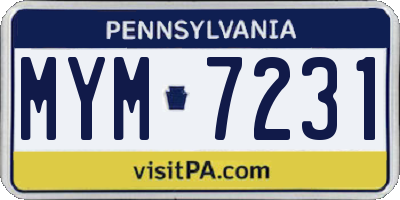 PA license plate MYM7231