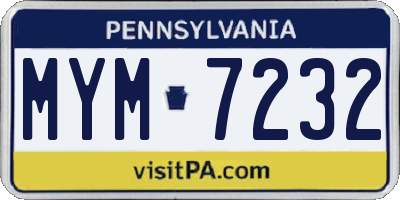 PA license plate MYM7232