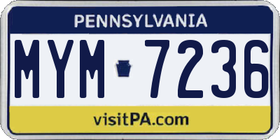PA license plate MYM7236