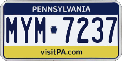 PA license plate MYM7237