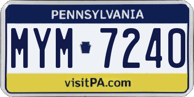 PA license plate MYM7240