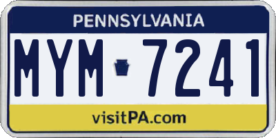 PA license plate MYM7241