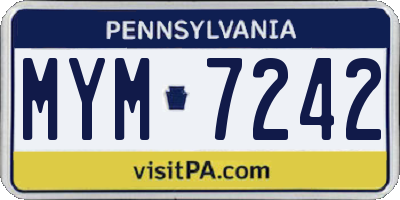 PA license plate MYM7242