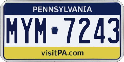 PA license plate MYM7243