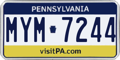 PA license plate MYM7244
