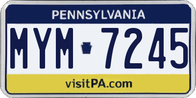 PA license plate MYM7245