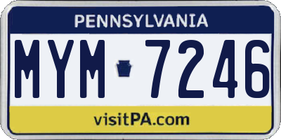 PA license plate MYM7246