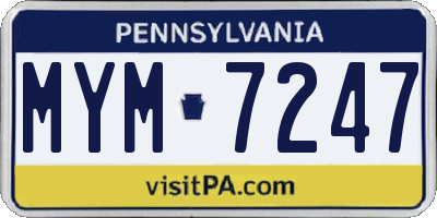 PA license plate MYM7247