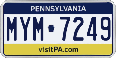 PA license plate MYM7249