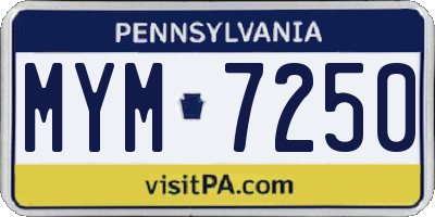 PA license plate MYM7250