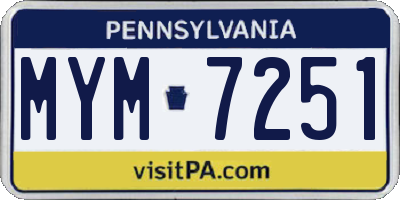 PA license plate MYM7251