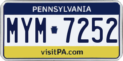 PA license plate MYM7252