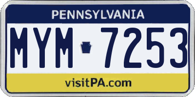 PA license plate MYM7253