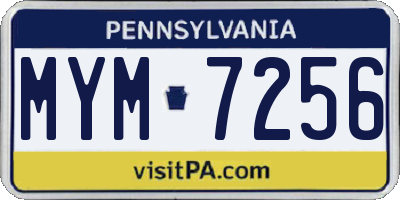 PA license plate MYM7256