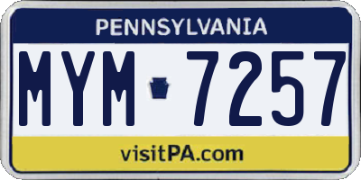 PA license plate MYM7257