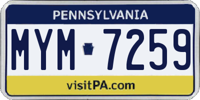 PA license plate MYM7259