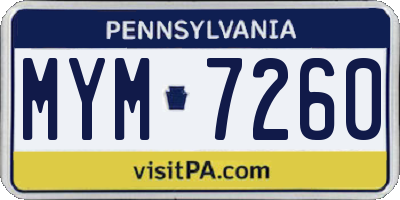 PA license plate MYM7260