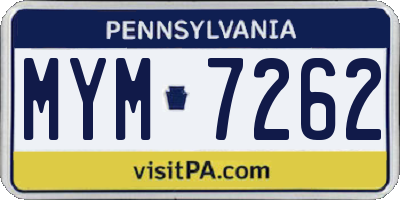 PA license plate MYM7262