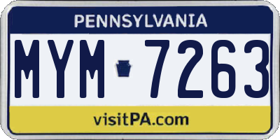 PA license plate MYM7263