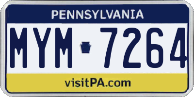 PA license plate MYM7264