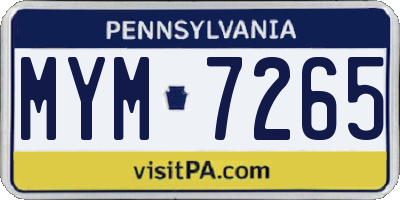 PA license plate MYM7265