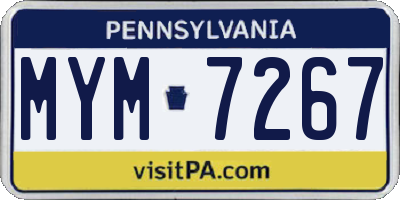 PA license plate MYM7267