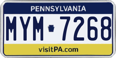 PA license plate MYM7268