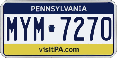 PA license plate MYM7270