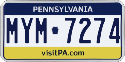 PA license plate MYM7274