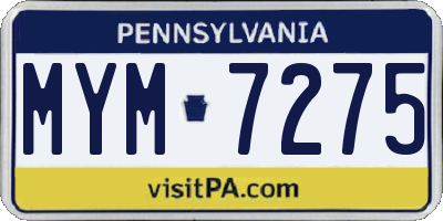 PA license plate MYM7275