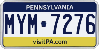 PA license plate MYM7276