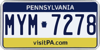 PA license plate MYM7278