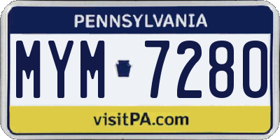 PA license plate MYM7280