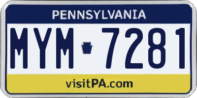 PA license plate MYM7281