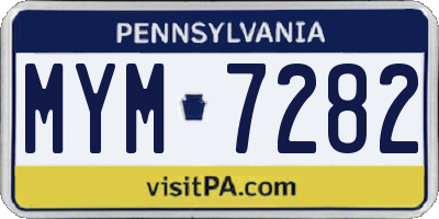 PA license plate MYM7282