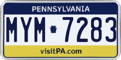 PA license plate MYM7283