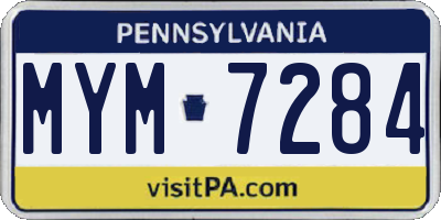 PA license plate MYM7284