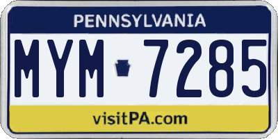 PA license plate MYM7285