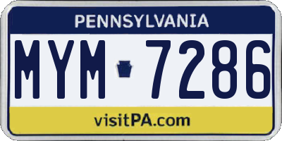PA license plate MYM7286