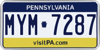 PA license plate MYM7287