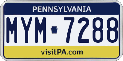 PA license plate MYM7288