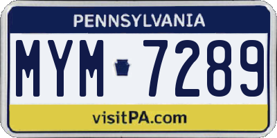 PA license plate MYM7289
