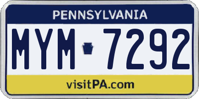 PA license plate MYM7292