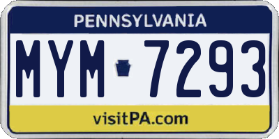 PA license plate MYM7293