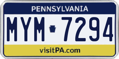 PA license plate MYM7294