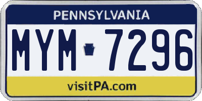 PA license plate MYM7296