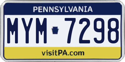 PA license plate MYM7298